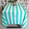Hand-Block Stripe Cotton Tablecloth: Sea Green Waterproof Dining Table Cover
