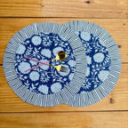 Handcrafted Royal Blue Floral Quilted Placemat & Napkin Set