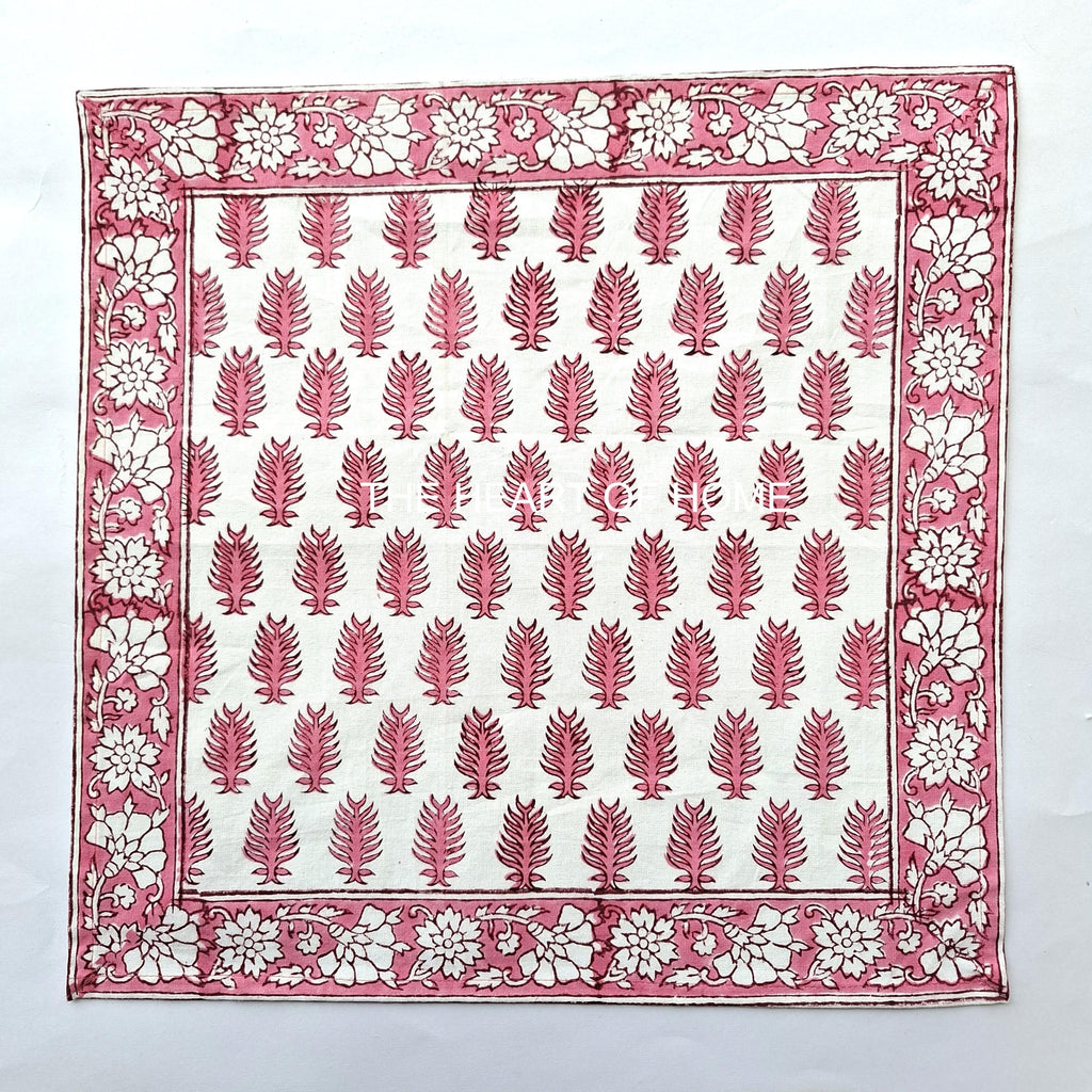 Hand Block Printed Cotton Placemat & Napkin Set: Jaipur Artisan Made