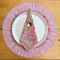 Floral Quilted Round Placemats with Napkins: Rose Pink Cotton Set