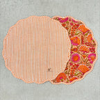 Handcrafted Orange Floral Quilted Placemat & Napkin Set