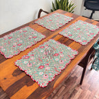 Cotton quilted mats hand block printed christmas green 14x20 Inch Reversible 100% Cotton, Washable, Soft & Absorbent, Perfect for Wedding