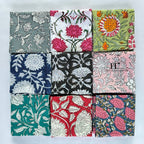 Assorted Mix and Match Hand Block Floral 100% Cotton Cloth Napkins Perfect for Kids,Wedding Events, cocktail napkins Dining Table-Zero waste