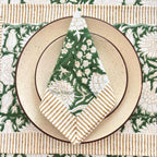 Green Floral Cotton Linen Tablecloth: Custom Sizes, Elegant Event Decor