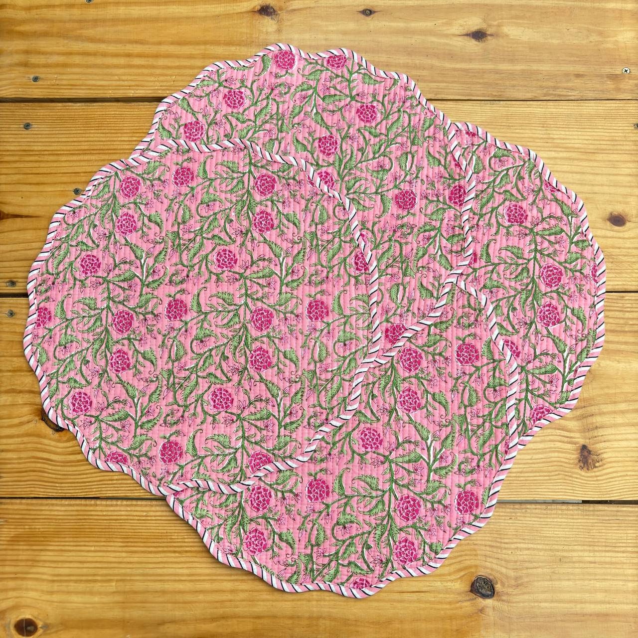 cotton hand block printed mat for dining table | reversible table mat with matching napkins | washable 100% cotton placemats christmas gift