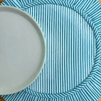 Teal Blue Floral Quilted Placemat & Napkin Set: Indian Artisan Craft