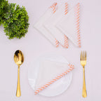 Hand Block Printed Cotton Napkins: White with Orange Border