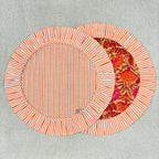 Handcrafted Orange Floral Quilted Placemat & Napkin Set: Indian Artisan Decor