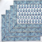 Hand Block Printed Cotton Placemat & Napkin Set: Jaipur Artisan Made