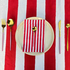 Red Stripe Table Cloth for Round Table hand block printed | christmas gift | wedding table deor