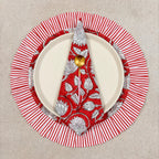 Red Floral Quilted Placemat & Napkin Set: 100% Cotton, Handmade