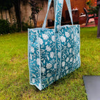 Multicolor Quilted Cotton Tote Bag: Handblock Print, Travel Friendly