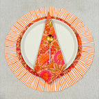 Handcrafted Orange Floral Quilted Placemat & Napkin Set: Indian Artisan Decor