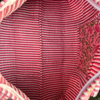 Large Rose pink Cotton Quilted Duffle Bags Block print Gifts Handmade Colorful Travel night Travel Gym Yoga Luggage pocket 18x9x9 inches